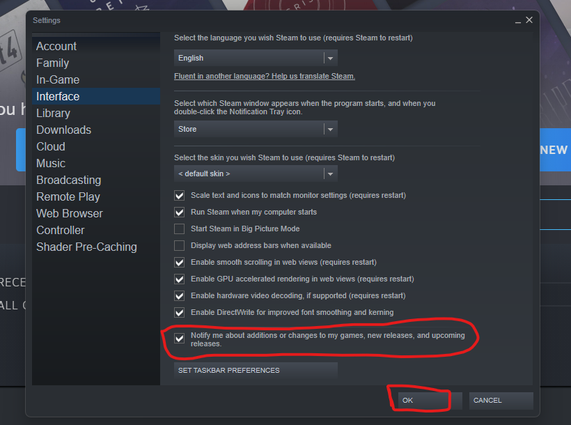 Disable steam notification