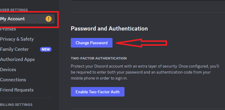 Discord - Change Password