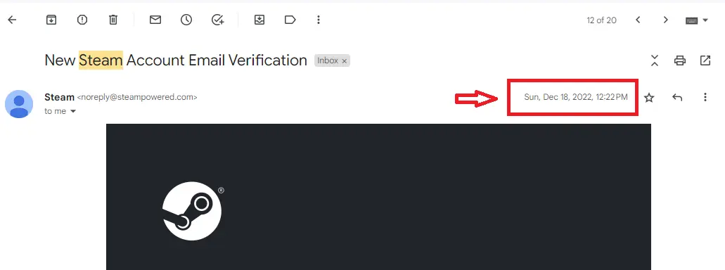 Steam verification email